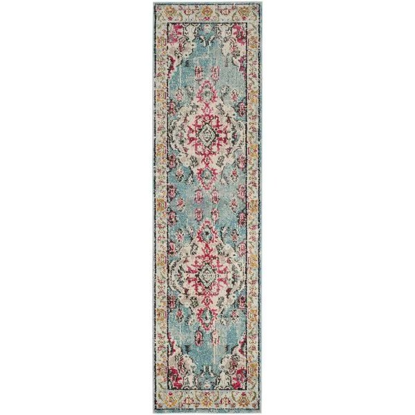 Monaco Power Loomed Runner Rug, Light Blue and Fuchsia - 2 ft.-2 in. x 8 ft., Safavieh, Mfr#: MNC243J-28